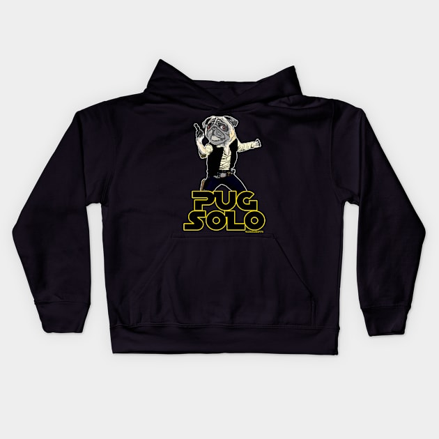 Pug Solo Kids Hoodie by darklordpug